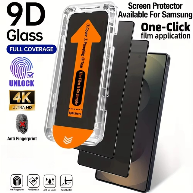 2-1PCS Dust Free Easy Installation Privacy Tempered Glass Screen Protector for Samsung Galaxy S26 S25 S24 Plus Ultra S23 S22 S21