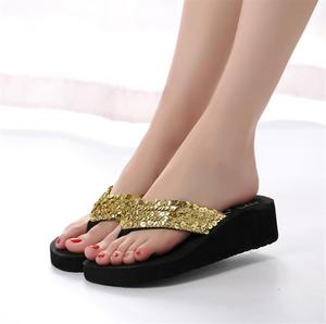 Shoes for Women New Styles Summer New Sequined Thick-soled Beach Wedge Flip-flops Slippers for Women - Product Image 5