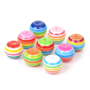 Bubblegum 8mm arc-en-ciel rayures perles de résine en plastique rondes en vrac pour la fabrication de bijoux bracelets à bricoler soi-même collier accessoires - Product Image 6