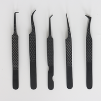 Pince à cils professionnelle noire en forme de botte pour extensions de cils, outils de prélèvement de volume haute précision, fournitures de salon en gros