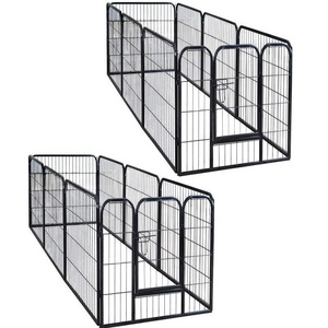 Desain <span class=keywords><strong>DIY</strong></span> mudah dipasang hitam populer Kit rakitan kandang hewan peliharaan lasan logam kandang anjing kandang anjing logam kuat luar ruangan - Product Image 2