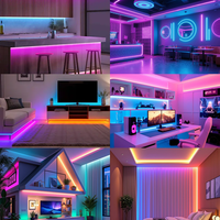Bande LED SXZM 12V RGBW double rangée 4-en-1, ruban LED flexible haute luminosité multicolore + blanc pour éclairage intérieur