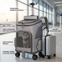 Sac de transport à roulettes pour animaux de compagnie approuvé par les compagnies aériennes, sac de voyage compatible TSA pour chiens et chats, sac à dos trolley Oxford pour les voyages en voiture