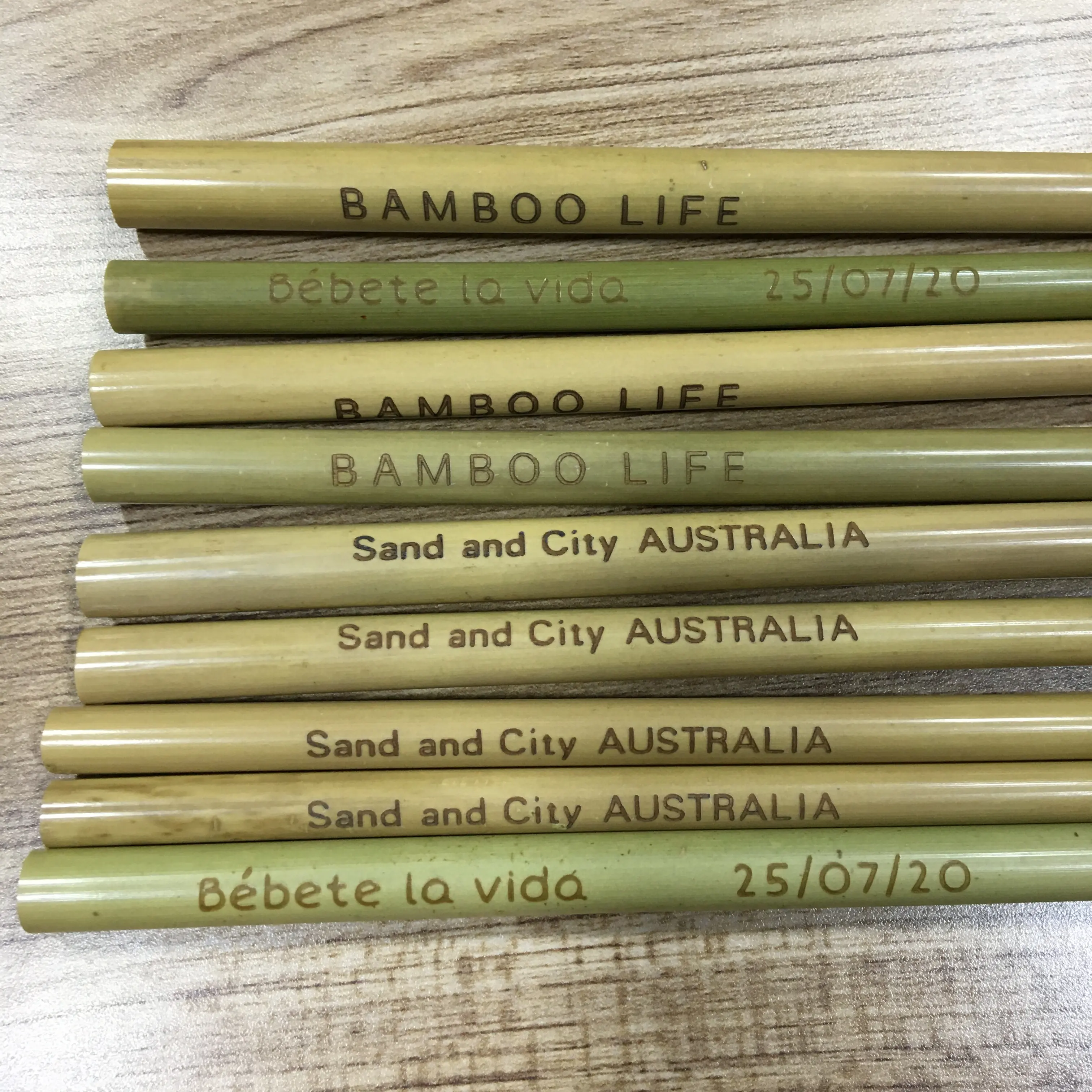 Logo personnalisé en bambou naturel, paille en bambou naturelle, biodégradable, réutilisable, logo personnalisé