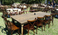 Table d'événement Eventfur Farmhouse avec pieds pliables - Mobilier d'hôtel en bois massif pour usage extérieur, tailles personnalisables et finition antique