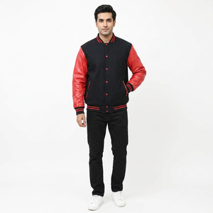 Custom OEM <b>Top</b> Quality Varsity Jacket Regular Fit Sizes Men and Women Wholesale Custom Logo <b>Woolen</b> Jacket with Leather Sleeves - Product Image 1
