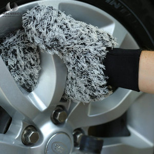 Gants de lavage de voiture personnalisés violet avec coussinets de nettoyage, vente directe usine, pour canon à <span class=keywords><strong>mousse</strong></span> de pré-lavage et lavage de jantes - Product Image 4