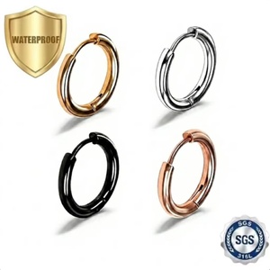 Aros de Acero Inoxidable 316L, Hipoalergénicos, Resistentes al Agua y al Deslustre, Chapados en Oro, 4 Colores, Unisex, para Regalo - Product Image 1