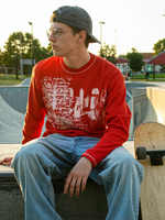 T-shirt gaufré à manches longues personnalisé pour homme, 100 % coton, style streetwear, imprimé DTG, manches longues, en maille gaufrée