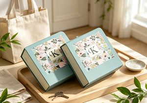 Eco-Friendly High-End Book Shaped Flip <b>Gift</b> <b>Box</b> with Thick Grey Board Four-Color Floral Printing <b>Magnetic</b> Closure - Product Image 3