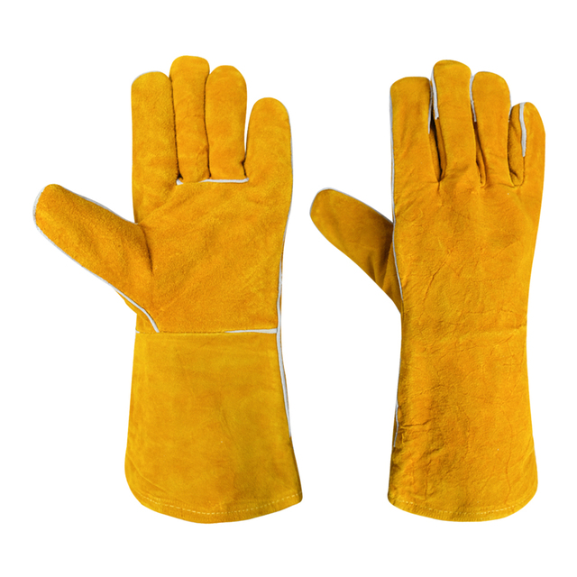 Wholesale Yellow Cow Leather Welding Hand Protective Gloves Heat-Resistant High Quality Personal Care Safety Gloves Anti-static