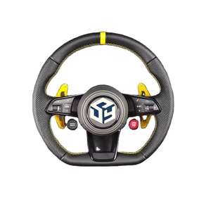 Volante Deportivo con Botón de Encendido, en Cuero y Fibra de Carbono, con LED, para Audi R8 A4 A5 A6 A7 RS3 RS6 RS7 C7 C8 B9 B9.5 <span class=keywords><strong>S3</strong></span> SQ5 Q3 Q7 Q8 - Product Image 6