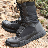 Bottes de randonnée d'extérieur tactiques en daim de vache marron pour hommes Bottes de désert en maille de caoutchouc EVA Ciment