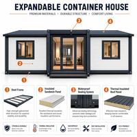 Casa Contenedor Expandible de Doble Ala de 20 y 40 pies, Villa Prefabricada Modular Aislada con Baño Completo para Glamping en Resorts