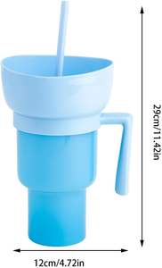 Gobelet de stade <span class=keywords><strong>Tik</strong></span> <span class=keywords><strong>Tok</strong></span> Pop 32 oz en plastique pour collations et apéritifs, gobelets à boisson de stade 2 en 1, gobelet à popcorn avec pailles - Product Image 5