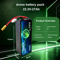 Paket Baterai Lithium Semi-Solid 27mAh 22.2V 5C, Tahan Suhu Rendah untuk Drone Penyelamatan Kebakaran & Pemetaan