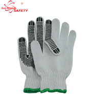 Gants à pois pour hommes srsécurité, en coton et PVC, blancs, décolorés, pour mains à la machine