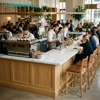 Meubles de restaurant sur mesure, table à manger professionnelle en bois massif, comptoir de bar moderne, vitrine à whisky, respectueux de l'environnement