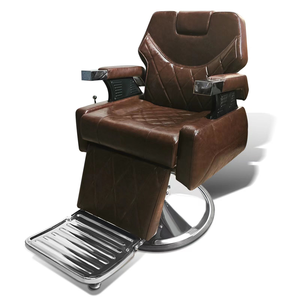Fauteuil de barbier en similicuir marron avec hauteur réglable et repose-pieds, design industriel, mobilier de salon - Product Image 4