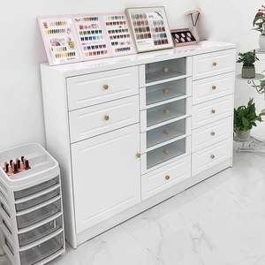 Gabinete de exhibición de salón de uñas nórdico blanco 90, esmalte de uñas, pegamento, armario, cajón de almacenamiento de suelo - Product Image 1