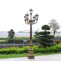 Highlux 3.26M Style européen 5 têtes Led jardin lumière décoration coulée aluminium pôle lumière avec E27 LED ampoule