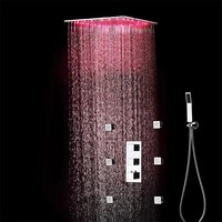 Article populaire : Système de douche haute pression avec pommeau de douche pluie de 12 pouces, mitigeur de bain et ensemble de robinetterie de douche LED colorée