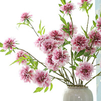 Hochwertige 4-Köpfige Seiden-Kunstblumen Scabiosa-Strauß für Eventdekoration