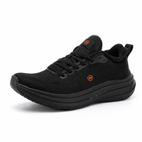 Chaussures de course personnalisées OEM légères en maille tricotée, entièrement noires, respirantes, à lacets, avec semelle amortie, pour la marche et le sport quotidien