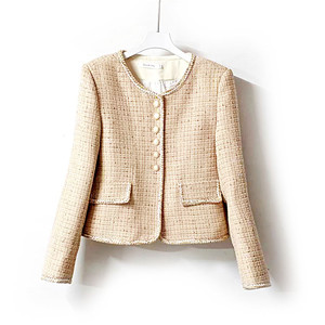 Penjualan Panas Mantel Wol Wanita Sederhana Kasual Kancing Polos Setelan Wanita Jaket Pendek <span class=keywords><strong>Blazer</strong></span> Mantel Luaran - Product Image 1