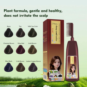 Shampoo e Crema Colorante Permanente <span class=keywords><strong>per</strong></span> <span class=keywords><strong>Capelli</strong></span> con Estratto di Oliva e Pettine in Plastica <span class=keywords><strong>per</strong></span> Uso Professionale e Domestico, Formula a Base di Erbe - Product Image 1