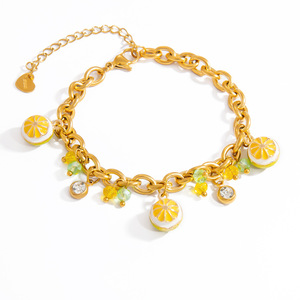 Bracelet à breloques en forme de fruit, plaqué or, pendentif citron, bijoux pour femmes, cadeau, accessoire de mode - Product Image 5