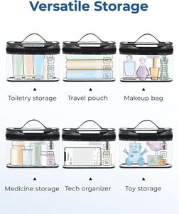 Sac de rangement cosmétique cadeau avec poignée souple, organisateur personnalisé pour femmes, sacs transparents en PVC de <span class=keywords><strong>marque</strong></span>, boîte à <span class=keywords><strong>maquillage</strong></span> de plage - Product Image 4