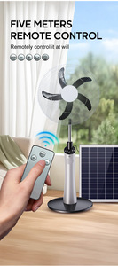 Ventilateur solaire rechargeable de 16 pouces avec batterie LiFePO4 de 20 Ah, moteur CC sans balais de 20 W, ventilateur sur pied pour la maison, 6 vitesses avec télécommande - Product Image 2