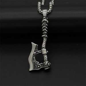 Vintage Punk Viking Double Sides Axe <b>Necklace</b> Jewelry Nordic <b>Silver</b> Stainless Steel <b>for</b> <b>Men</b> <b>Necklaces</b> 18K Gold Plated Box Chain - Product Image 5