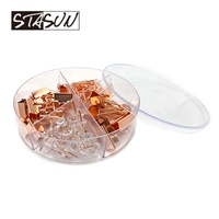 Juego de Artículos de Oficina de Colores Elegantes STASUN, Clips Decorativos para Encuadernación, Clips para Papel y Pioneses en un Estuche Organizador Transparente con Compartimentos