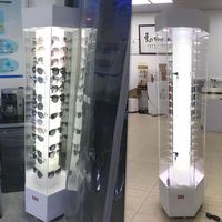 Vitrine d'Affichage Rotative en Acrylique sur Mesure d'Usine, Présentoir à Lunettes de Soleil et de Vue avec Éclairage LED