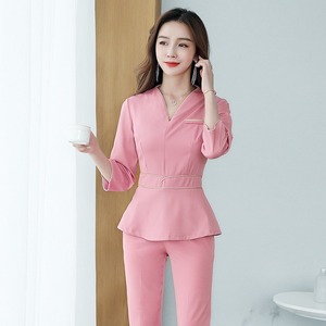 Nouveau style robe de travail à col en V extensible costumes de soignant professionnel pour le printemps été - Product Image 5