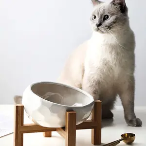 滴发货口宠物用品陶瓷高脚慢餐盘保护脊柱水碗猫碗餐盘猫食碗