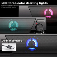Barra de Sonido RGB con Cable, Alimentada por USB, Diseño de Plástico y Metal, con Conector para Auriculares y Micrófono, para Monitores Anchos, Altavoces para Juegos de PC