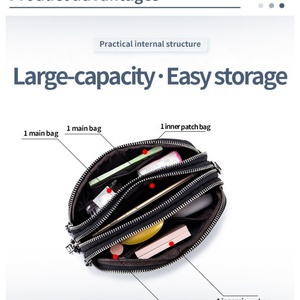 Bolso Bandolera de Cuero Genuino para Mujer Boshiho, Bolso de Hombro, Bolso de Mano Moderno para Teléfono Celular, Estilo Nacional Femenino - Product Image 3