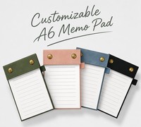 Bloc-notes portable A6 en similicuir épais avec logo personnalisable, notes adhésives détachables, rechargeable, petit format