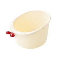 Grand bol en plastique pour le lavage du riz avec égouttoir latéral, passoire pour fruits et légumes, design épuré pour un lavage et un essorage faciles