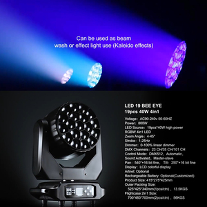 AOPU <span class=keywords><strong>Mac</strong></span> Aura <span class=keywords><strong>Martin</strong></span> 19*40W 4 en 1 Rgbw Led haz móvil cabeza de lavado Zoom Led discoteca iluminación para concierto de boda - Product Image 2
