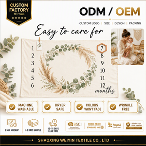 Customized High Quality Print Boho Style Sublimation Newborn Soft Photo Props <strong>Memory</strong> Monthly Milestone Baby <strong>Blanket</strong> - Product Image 4