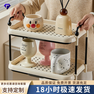 Cup Storage Rack Rectangular Cream Color Water Resistant Desktop <b>Tea</b> Cup Holder <b>Standing</b> Type - Product Image 5