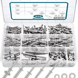 Baiguluo Aluminum Rivets Assortment Kit 385pcs Inch Size Blind Rivets Round Head General Industry Use - Product Image 2