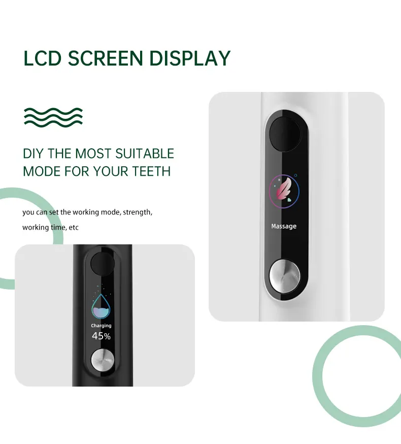 Wiederauf ladbare Reise vibration Elektronische automatische Sonic elektrische Zahnbürste mit LCD für Erwachsene
