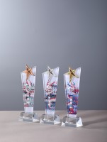 Trofeos chapados en cristal personalizables, placa de medallas, competiciones de coro de música para niños con grabado en Color UV