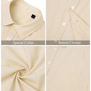 Camisas de Lino y Algodón Ligeras para Hombre al por Mayor, Cuello Mao, Botones, Estampado Playero, Transpirables para Verano, Suministro ODM, ¡Gran Venta! - Product Image 5