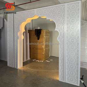 SMOOTH White Carved Led Backdrop Glowing Muslim Festival Acrylic Hollow Pattern Wedding Acrylic Arch with Led Light - Product Image 4
